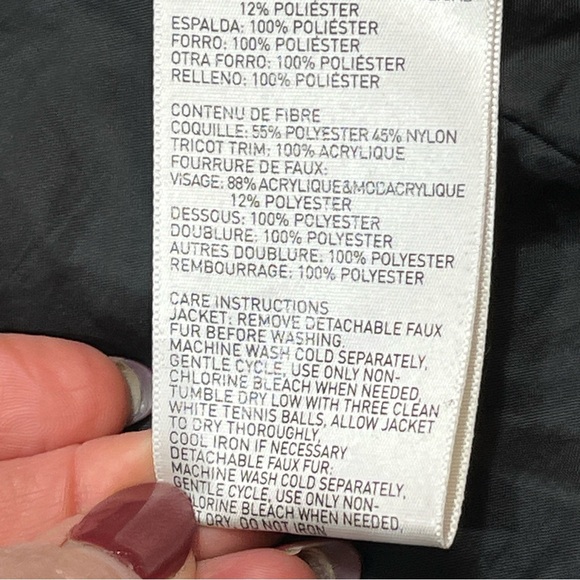 Betsey Johnson BLACK LONG Puffer COAT Zip Pockets Knit Ribbed High Collar Cuff L - Picture 10 of 16